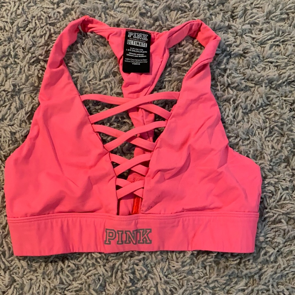 Pink sports bra